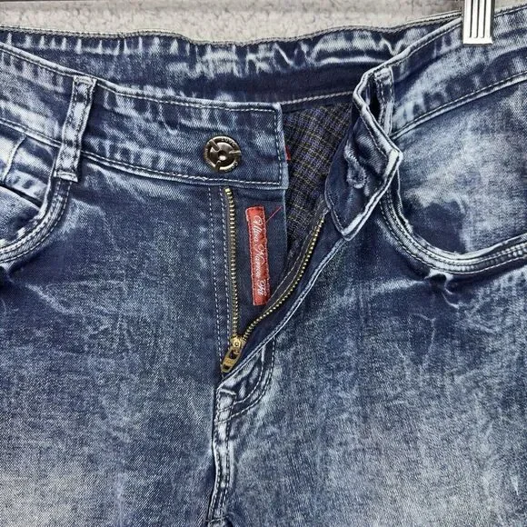 COBB Italy Jeans Mens Size 34 (Fit 32x32) Blue Acid Wash Slim Ultra Narrow Fit